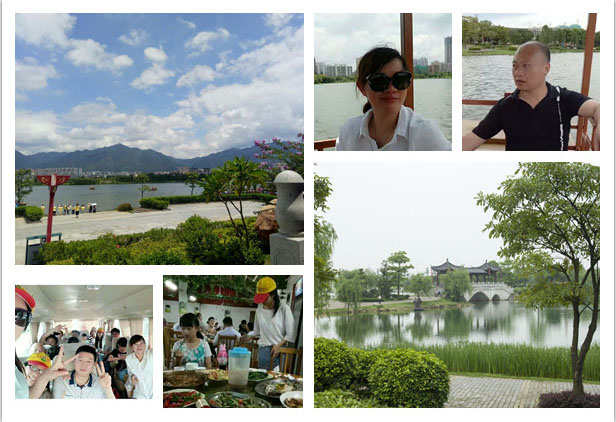 泛舟湖上，飽覽四周自然風(fēng)光，碧波輕移的美景